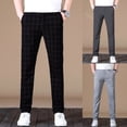 thumbnail image 6 of Men Slim Fit Pencil Plaid Skinny Dress Pants Work Business Formal Long Trousers, 6 of 9