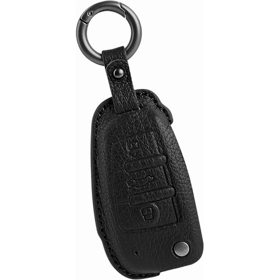 Flip Key Fob Cover Fit for Audi A1 A3 A4 A6 S3 S4 RS4 S6 RS6 Q3 Q5 Genuine Leather Folding Key Case Shell with Keychain