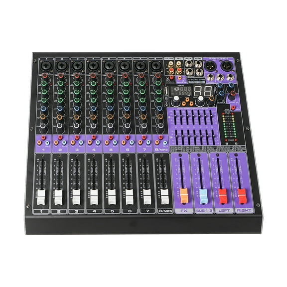 Sound Town 8-Channel Professional Audio Mixer with 99 DSP, USB MP3 Bluetooth, Dual 7-band EQ, 48V Phantom Power & Mute, Recording (TRITON-TX802)