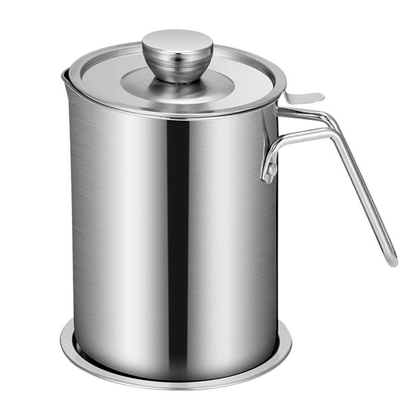 Recipiente de aceite de acero inoxidable 304, filtro de gran capacidad, tanque de almacenamiento de residuos de aceite, recipiente de aceite doméstico con filtro, taza de aceite de retorno Wmkox8yii hjk6852