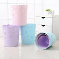 thumbnail image 4 of Mini Wastebasket 1.8 Gallons Purple Trash Can Garbage can for Bedroom Wastebasket Hollow Flower Shape Plastic Lidless Wastepaper Baskets Trash Can Bedroom Small Trash can (Purple, M), 4 of 7