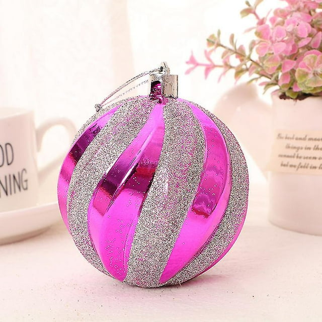 Bolas Navideñas JanHm Pintadas a Mano 8 cm Color Rojo Rosa