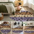 thumbnail image 6 of Purple Dog Paws 3ft Round Rug, Farmhouse Vintage Modern Purple Brown Wood Non-Skid Rubber Backing Large Area Rugs - Living Room Bedroom Home Office, Indoor Floor Mat Carpets Washable Rug, 6 of 9