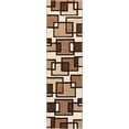 thumbnail image 4 of Uptown Squares Ivory & Brown Modern Geometric Comfy Casual Hand Carved Runner Rug 2x7 ( 2' x 7' ) Easy to Clean Stain Fade Resistant Abstract Boxes Contemporary Thick Soft Plush Living Dining Room, 4 of 6