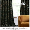 thumbnail image 5 of NICETOWN Velvet Curtains 84 inches Long, Printed Floral Vintage Thermal Insulated Room Darkening Rod Pocket Drapes for Bedroom Living Room, Black, 52"x84", 2 Panels, 5 of 8
