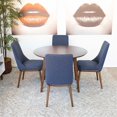 thumbnail image 2 of Allora Mid Century Modern 5-Piece Dining Set w/ 4 Fabric Dining Chairs in Blue, 2 of 4
