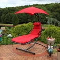 thumbnail image 3 of Sunnydaze Chaise Longue Flottante Suspendue d'Extérieur avec Auvent Parasol et Support, Rouge, Lot de 2, 3 of 8