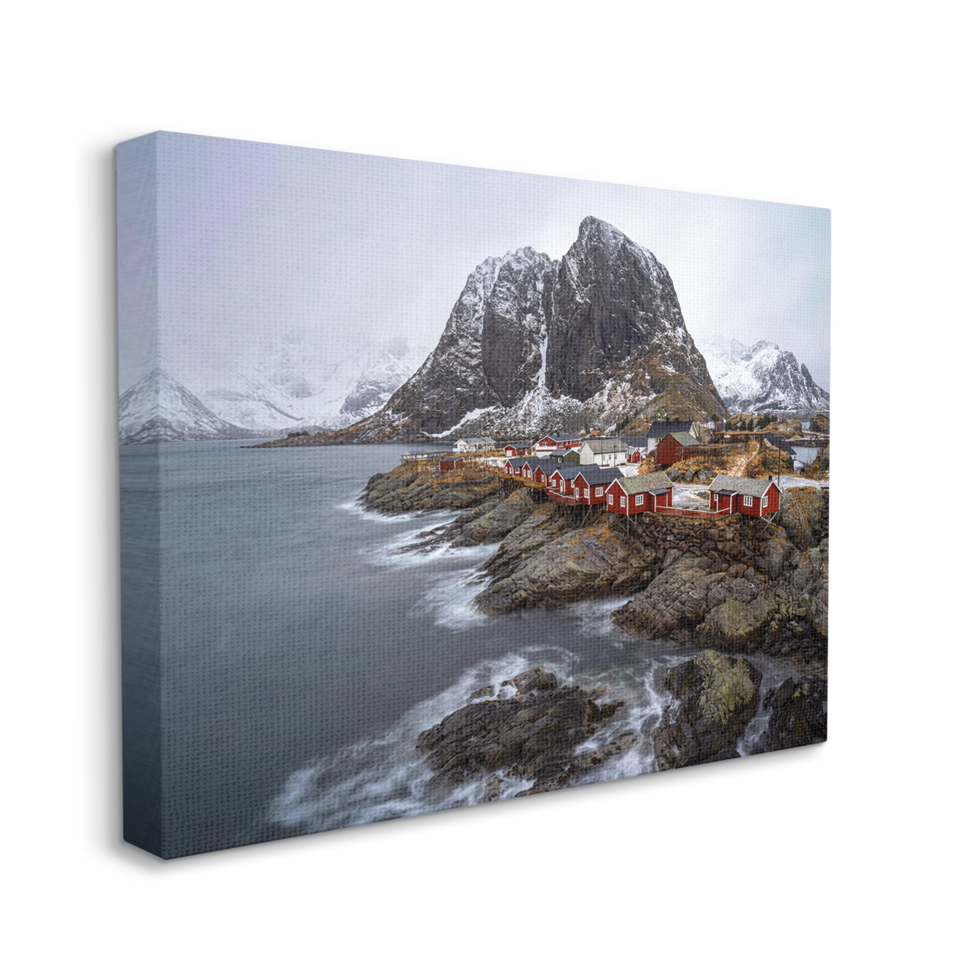 Stupell Industries Cliffside Nautical Town Landscape Photography Gallery Wrapped Canvas Art Print Wall Art, 48 x 36