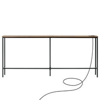 KFFKFF 70.9" Console Table, Entryway Table with 2 Sockets and 2 USB Ports, Adjustable Feet, Modern Long Narrow Console Table for Hallway Living Room