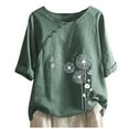 thumbnail image 2 of Pntutb Best T Shirts Women Casual Button Floral Print Short Sleeve Blouse Tops, 2 of 6