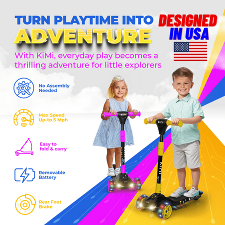 INOKIM - ICON Kids Scooter w/4 miles  Max Operating  Range & 4 mph Max Speed - Yellow