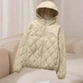 thumbnail image 7 of jtjvou Quilted Jackets for Women Zip Up Hooded Winter Coats Lightweight Loose Puffer Padded Outerwear with Pockets Beige XS, 7 of 7