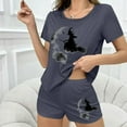 thumbnail image 4 of Womens Halloween Basic Pajamas Short Sleeve 2 Piece Print V Neck Womens Pajama Sets Soft Breathable Sleepwear, 4 of 6