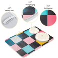 thumbnail image 3 of Yayeee Dish Drying Mat for Kitchen Counter 16"x18" Microfiber Absorbent Pad, Pink Checkered Pattern, 3 of 7
