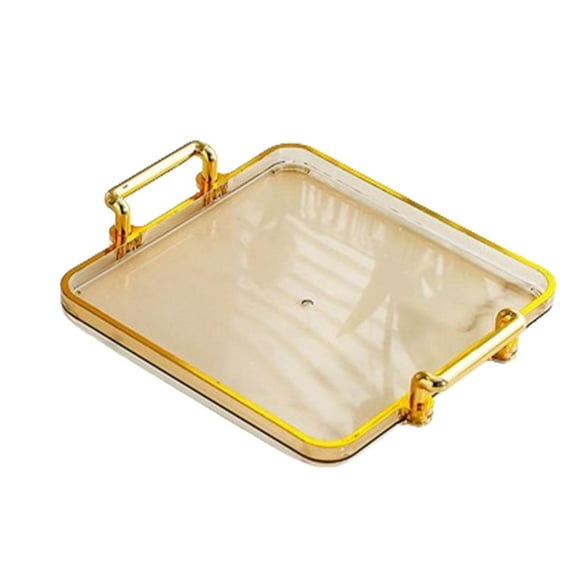 TISHITA Serving Tray Tea Fruit Storage Tray with Handles Platter Easy to Clean Plate Coffee Table Decor Tray for Kitchen Coffee Table Amber