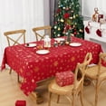 thumbnail image 2 of Sevenstars Gold Snowflake Tablecloth Christmas Tablecloth Red Square Table Cover for Dinner Party, 55" x 55", 2 of 7
