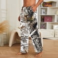 thumbnail image 5 of GrmtClth Men's Flannel Camo Lounge Pants Soft Thick Flannel Elastic Waist Flare Leg Daily Workout Sleep Sweat Pants Light Gray S, 5 of 6