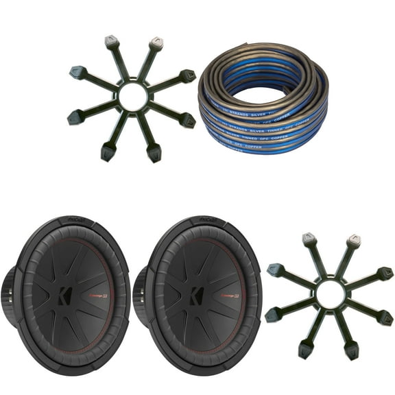 Kicker (2) 48CWR122 CompR 12" Subwoofer, DVC, 2-ohm - Includes Speaker Wire & Grill