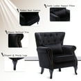 thumbnail image 6 of Guyou Mid Century Accent Chair Modern Button Tufted Armchair Wingback Club Chair Velvet Single Sofa Lounge Chair with Pillow for Living Room Bedroom, Black, 6 of 12