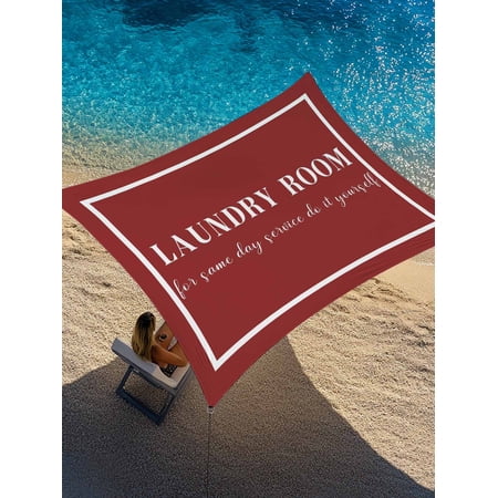 Red Sun Shade Sail 12' x 16', Vintage The Laundry Room Letters Simple Style Rectangle Outdoor Sunshade Canopy, Waterproof UV Block Patio Covers for Garden Yard Beach