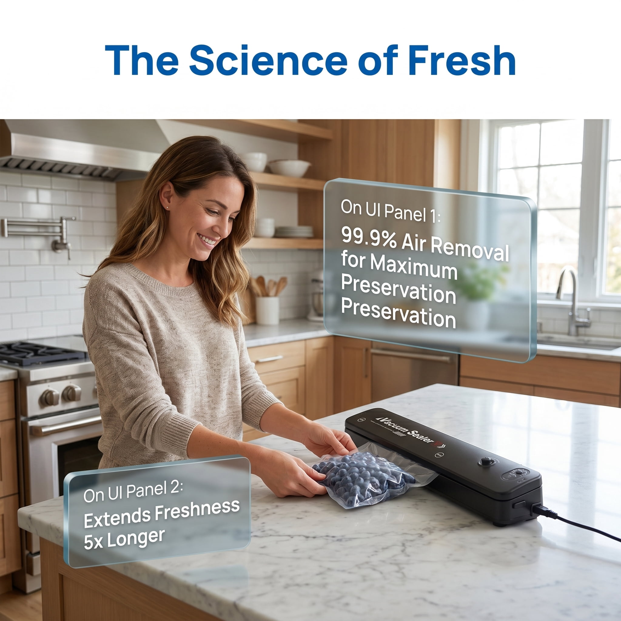 Automatic Vacuum Sealer Machine for Food Preservation, Professional Household Food Saver for Dry & Moist Modes,Compact 110V Electric Air Sealing System for Meal Prep and Storage,Includes Starter Bags