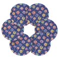 thumbnail image 7 of Yayeee 6 PCS Drink Coasters with Holder Set Woven Absorbent Round Tabletop Hot Pad, Blue Colorful Candies, 7 of 7