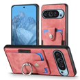 thumbnail image 2 of For Google Pixel 9 / 9 Pro Phone Case Wallet with Card Holder,PU Leather Metal Ring Buckle Holder Kickstand  Women Men Magnetic Cover,Pink,For Pixel 9 / 9 Pro, 2 of 7
