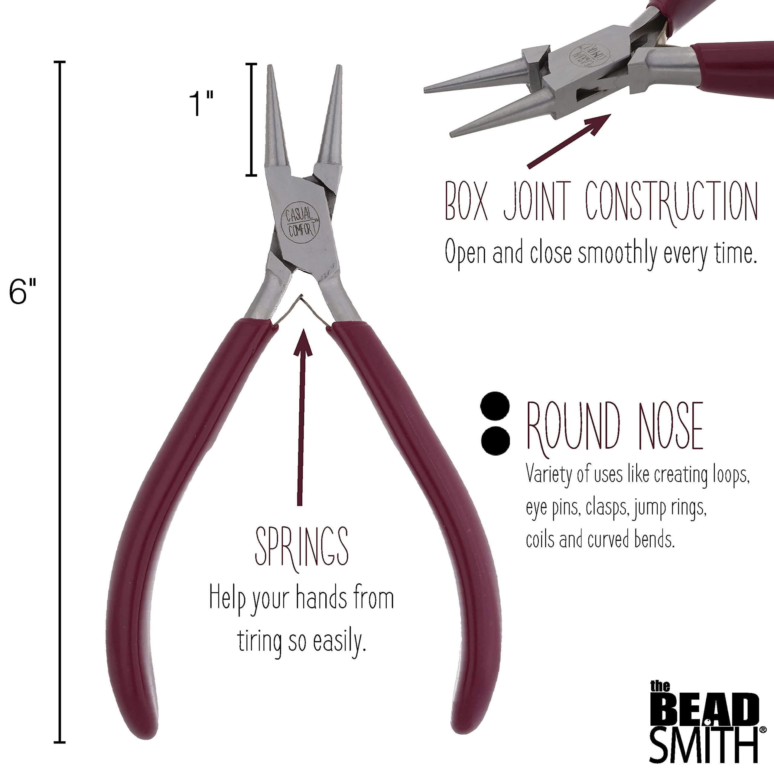 The Beadsmith Causal Comfort Tool Set – 3-Piece Kit: Chain Nose, Round Nose and Flush Cutter with Tungsten Carbide Blades – Make Bracelets, Necklaces & Earrings – Tools for Jewelry Making