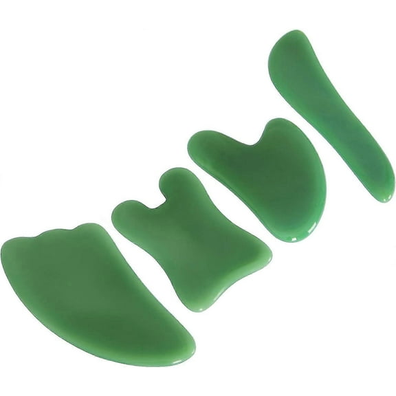 Guasha Massage ToolNatural Stone Gua Sha Board, 4PCS Guasha Stone Scraping Sets for SPA Acupuncture Physical Therapy