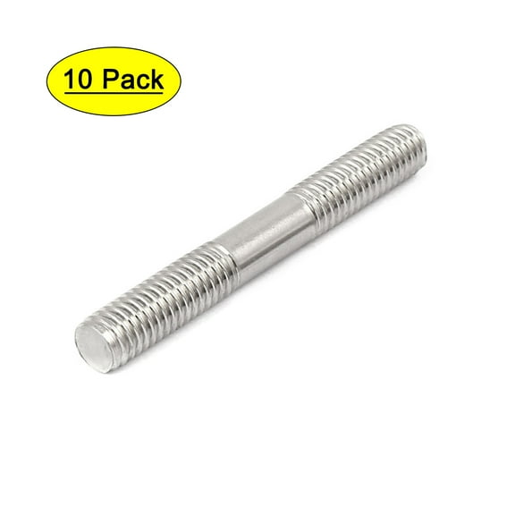 Uxcell M8x60mm 304 Stainless Steel Tight Adjustable Push Rod Double End Thread Stud 10 Pack