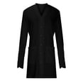 thumbnail image 6 of IROINNID Women's Cardigan Open Front Coat Solid Color Long Sleeve Loose Autumn Winter Lace Splicing s Medium And Long Cardigan Tops, Black, 6 of 7