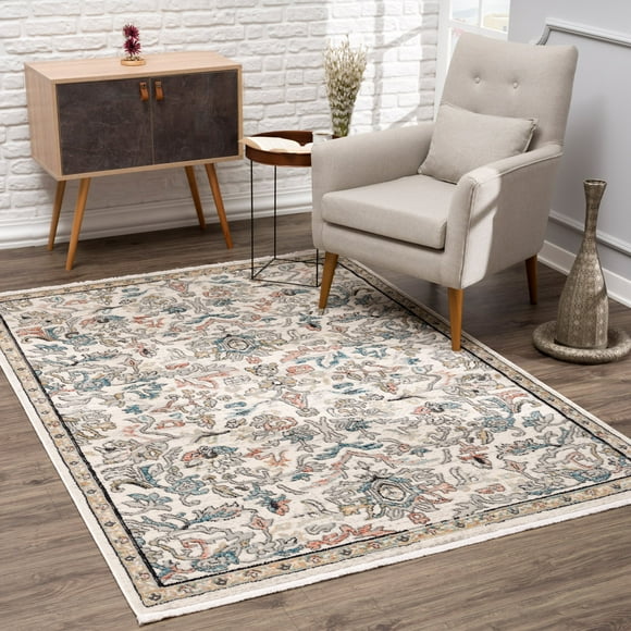 La Dole Rugs Traditional Persian Oriental Paisly Ivory Grey Teal Turquoise Red Orange Area Rug Living Room Bedroom Carpet Tapis 3x5 3x10 4x6 5x8 6x9 8x10 9x12