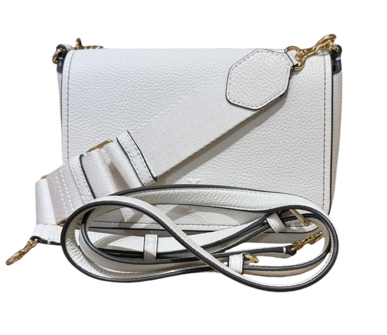Tory Burch Women's Pebbled Leather Thea Flap Crossbody Shoulder Bag (New Ivory)