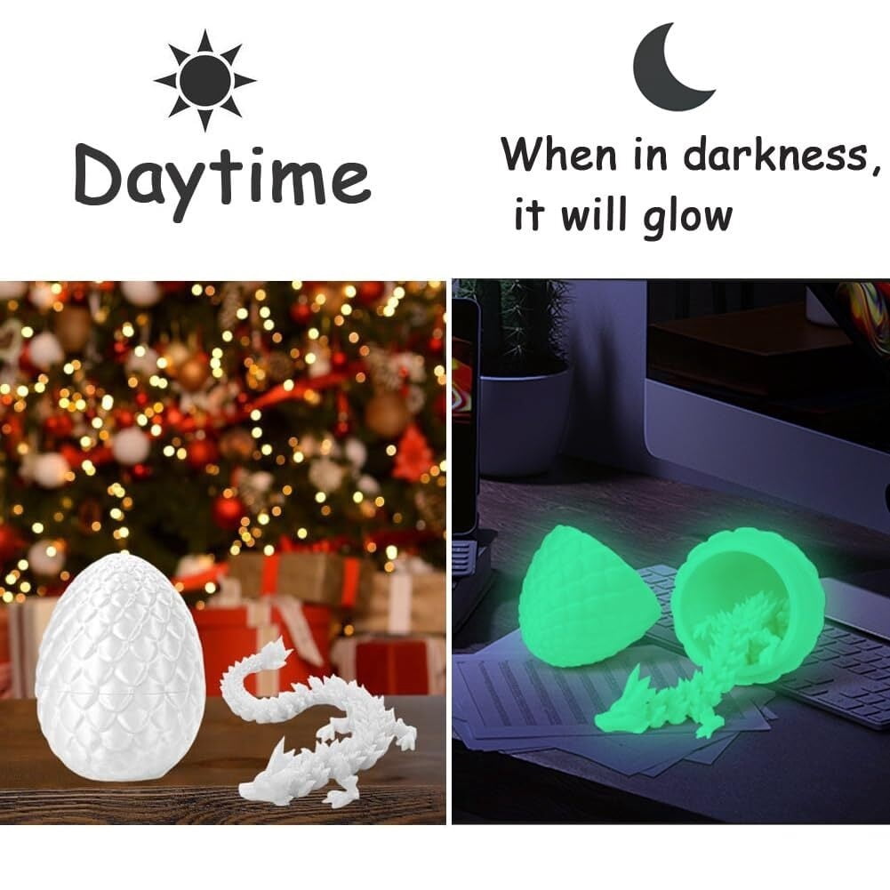 8pc 12" 3D Printed Dragon Egg, Cool Articulated Crystal Dragon In Surprise Egg, Animals Dinosaur Fidget