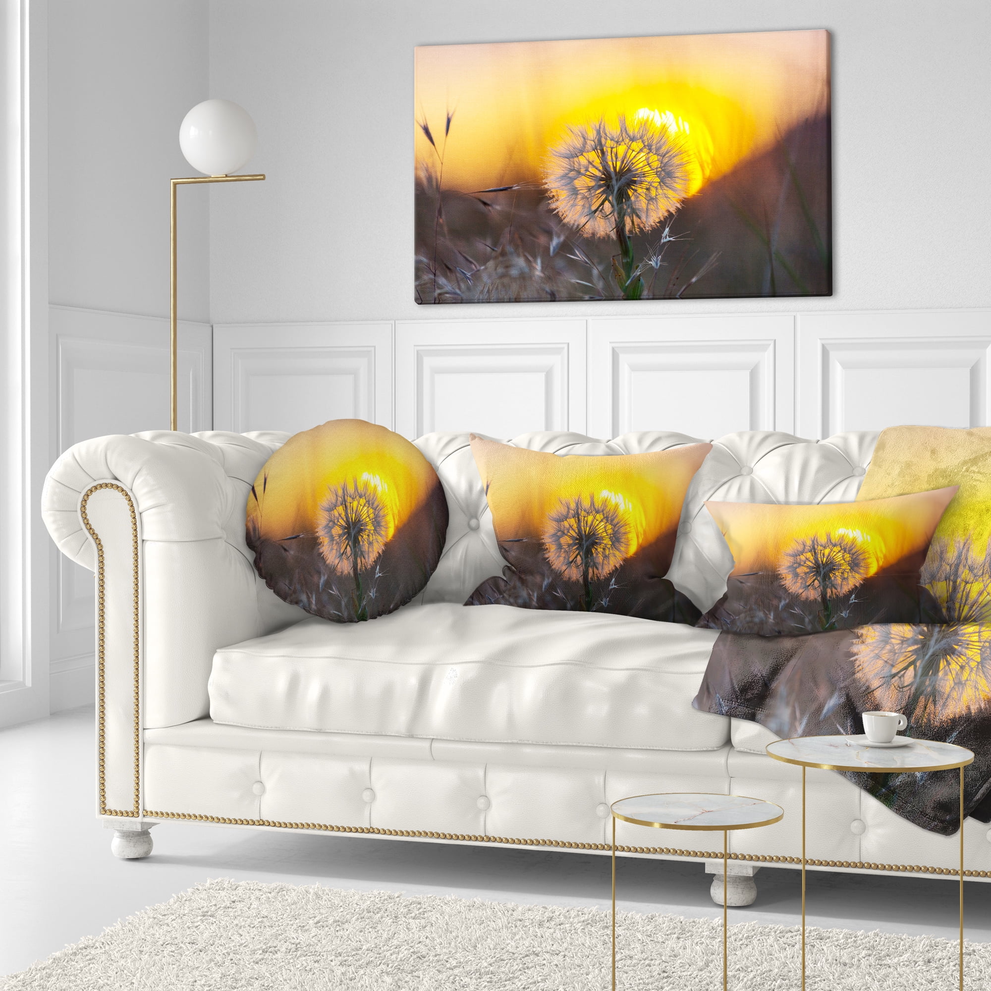 Designart 12" x 20" Yellow Polyester Throw Pillow