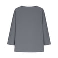 thumbnail image 6 of Womens T shirt 3/4 Sleeve Summer Tops V Neck Lace Trim Blouses Soft Cotton Linen Solid Color Tops Trendy Retro Autumn clothes Embroideried Pretty Outfits, 6 of 6