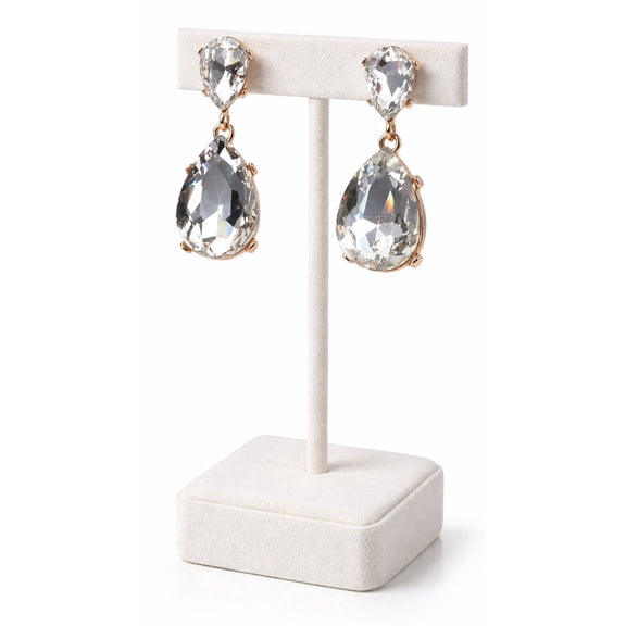 Crystal Teardrop Drop Earrings for Women, Gold-Tone Elegant Statement Jewelry for Weddings, Bridal, and Date Night