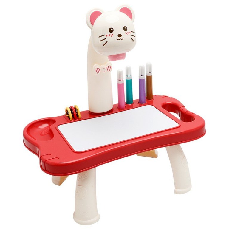 Smart Sketcher Projector, Drawing Projector Table Battery Powered  Detachable for Education (Pink Dinosaur)