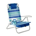 thumbnail image 3 of Mainstays Reclining and Lay Flat 2-Pack Beach Chairs with Backpack Straps, Striped Blue Pattern, 3 of 12
