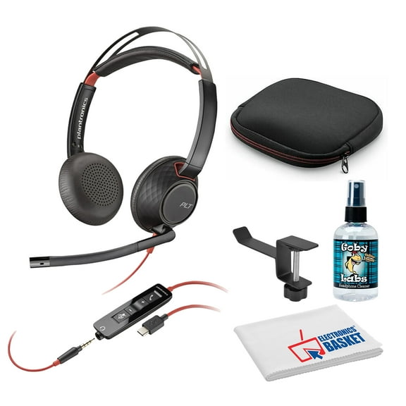 Poly Blackwire 5220 Stereo USB-C Headset with USB-C to USB-A Adapter Bundle