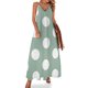thumbnail image 1 of Vestido sin mangas de lunares grandes en blanco y verde apagado, vestido de verano para mujer 2024, vestido para mujer verano, 1 of 7