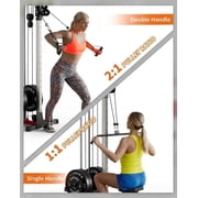 Memoryfield Wall Mount Cable Machine Dual Pulley Cable Crossover, 19 Positions, 400 lb Capacity, Home Gym Strength Training