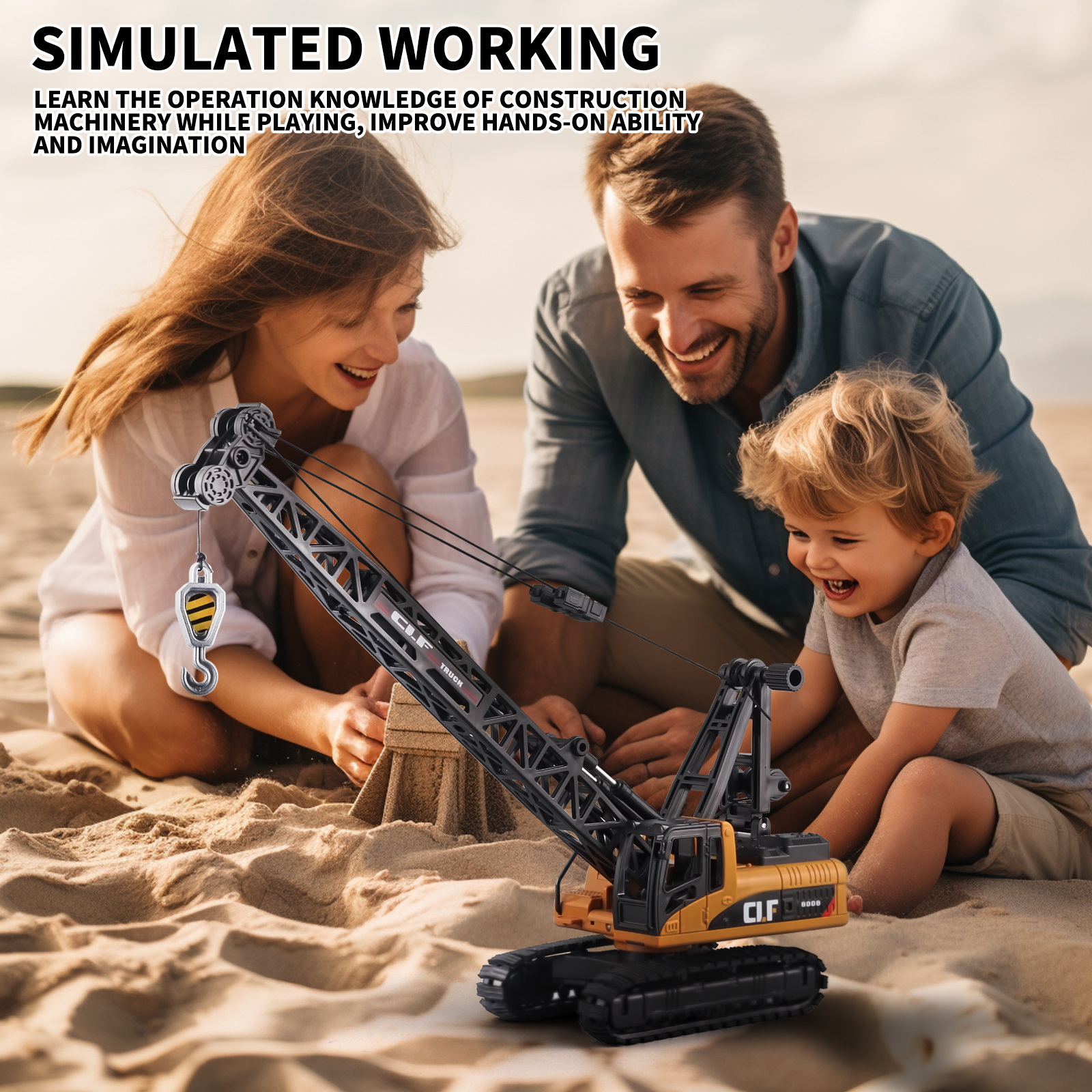 Anmyjuly Construction Crane Toys for 3-8 Year Old Boys with Sounds Friction Power Transport Dump Truck Bulldozer Toys Cars for Kids Christmas Birthday Gift