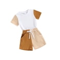 thumbnail image 3 of Toddler Boys Summer Outfits Contrast Color Short Sleeve T-Shirts Tops Elastic Waist Shorts 2Pcs Clothes Set 93% Cotton + 7% Elastane, 3 of 10