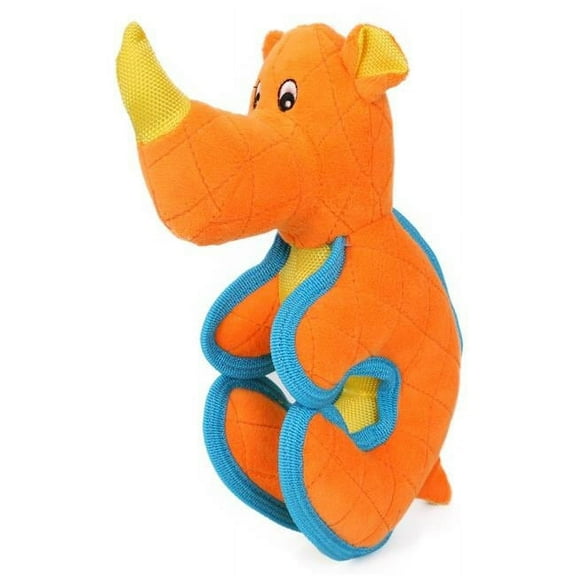 Cartoon Funimal Plush Animal Squeak Chew Tug Dog Toy, Orange - One Size