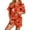 Orange, variant on Womens Halloween Pajama Sets Short Printed Short Sleeve Shirt Summer Fall Loose Casual Loungewear Beige L
