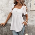 thumbnail image 2 of NinXxx Women‘s Square Neck Short Sleeve Blouse Casual Loose Fit Top White XXL, 2 of 7