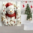 thumbnail image 4 of Hometravel 3D Christmas Shower Curtain, Holiday Themed Bathroom Partition Curtain, Festive Pattern Waterproof Liner for Bath Decor, 4 of 6