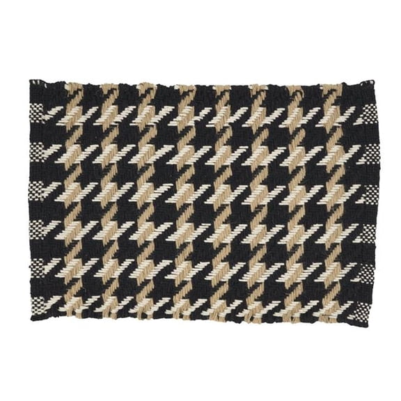 Saro Lifestyle  14 x 20 in. Traditional Houndstooth Placemat - Black & Natural - Set of 4