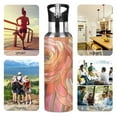 thumbnail image 7 of Yayeee 33oz Double Wall Stainless Steel Water Bottle with Flip Straw, Abstract Pink Flowers, 7 of 7